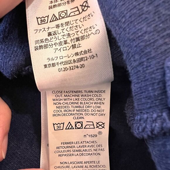 Polo Ralph Lauren Estate Rib 100% Cotton Quarter Zip Pullover Blue Mock Neck L - Picture 9 of 10